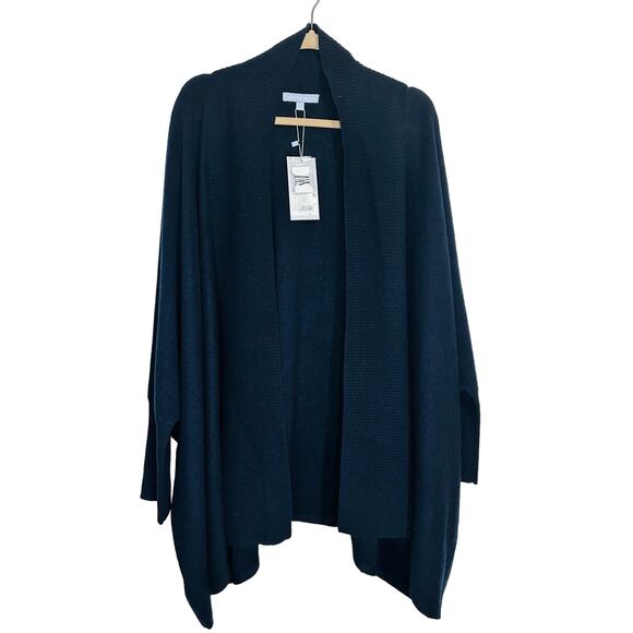 NWT Cashmere Open Front Cardigan Shawl Large Black Retail $249 - Picture 1 of 9